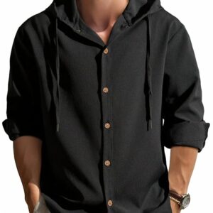 Noble Monk Men's Relax Fit Hooded Shirt || Casual Wear for Men || Full Sleeve Shirts || Stylish Shirt for Men